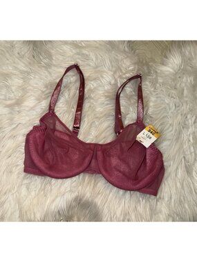 Vintage Vtg Lovable L138 Shimmery Chiffon Underwire Bra Womens 34C Pink New
